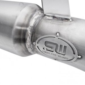 Ford Focus Performance Exhaust - Stainless Works - 3in High-Flow Cats Downpipe - `16-`18